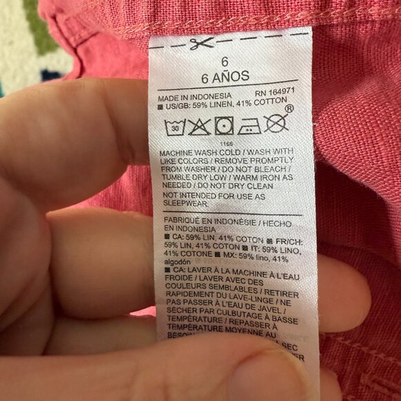 Janie And Jack Boys Size 6 Light Red Long Sleeve Button Down Linen/Cotton - Picture 4 of 4